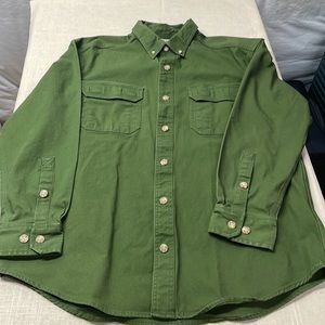 Duluth Trading Firehose Button Down Shirt. Never worn. Large. Army green